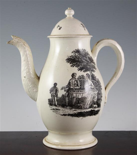 A Wedgwood creamware coffee pot, c.1775, height 29.5cm